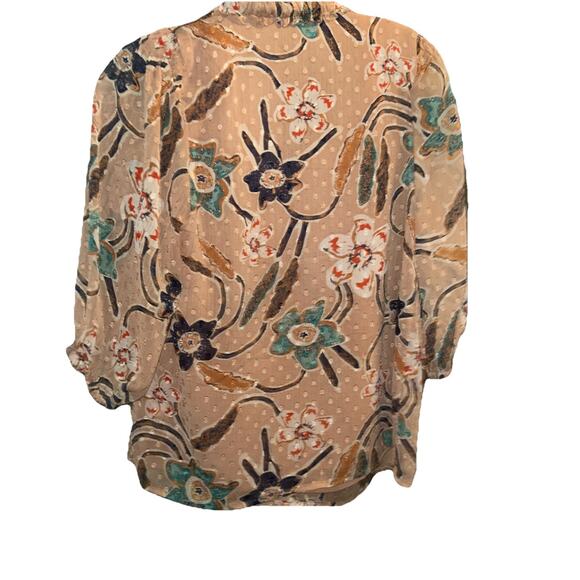 Joie Tie Neck Blouse Women's Size XS Flowers D16 - Picture 5 of 5